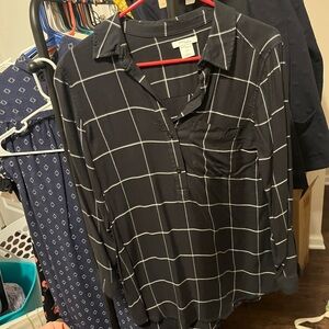 Daily Ritual Black and White Plaid Shirt